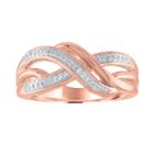 Womens 1/10 Ct. T.w. Genuine Diamond White 14k Rose Gold Over Silver Cocktail Ring