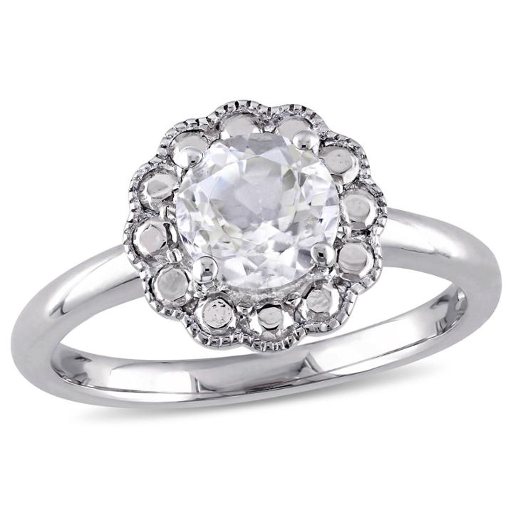 Womens Genuine White Topaz 10k Gold Cocktail Ring