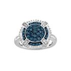 1 Ct. T.w. White & Color-enhanced Blue Diamond Sterling Silver Ring