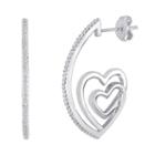 Forevermine 1/10 Ct. T.w. Diamond Double-heart Hoop Earrings