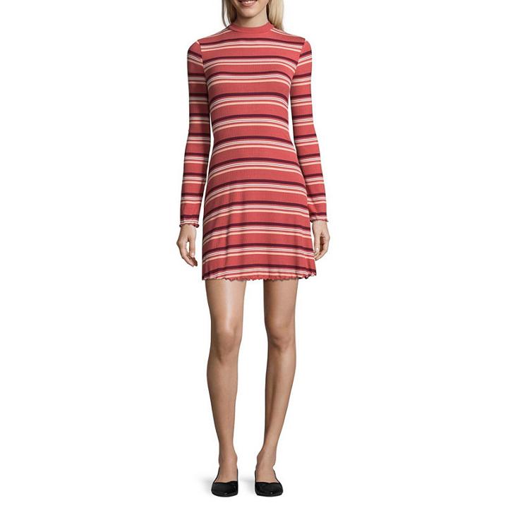 Arizona Short Sleeve Stripe Fit & Flare Dress-juniors