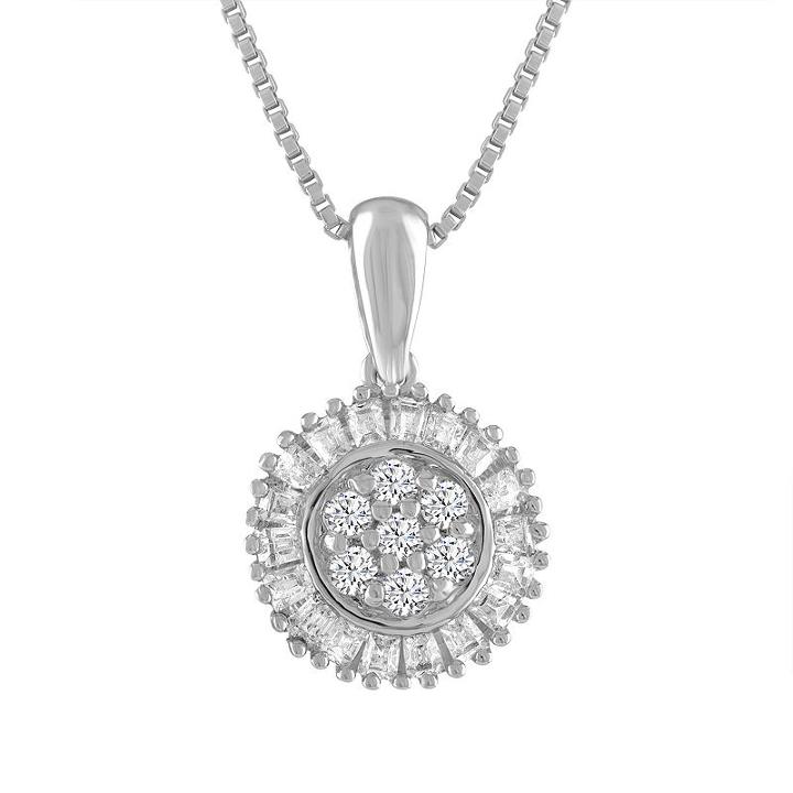 Diamond Blossom Womens 1/5 Ct. T.w. Genuine White Diamond Pendant Necklace