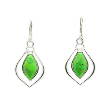 Silver Elements By Barse Lab Created Green Turquoise Drop Earrings