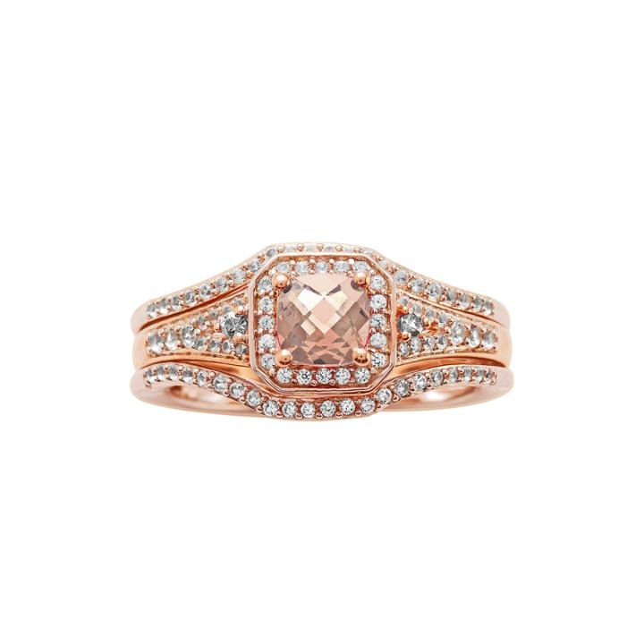 1 1/4 Ct. T.w. Diamond And Genuine Pink Morganite 10k Rose Gold Ring