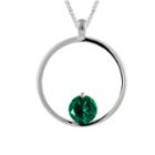 Womens Green Emerald Sterling Silver Pendant Necklace