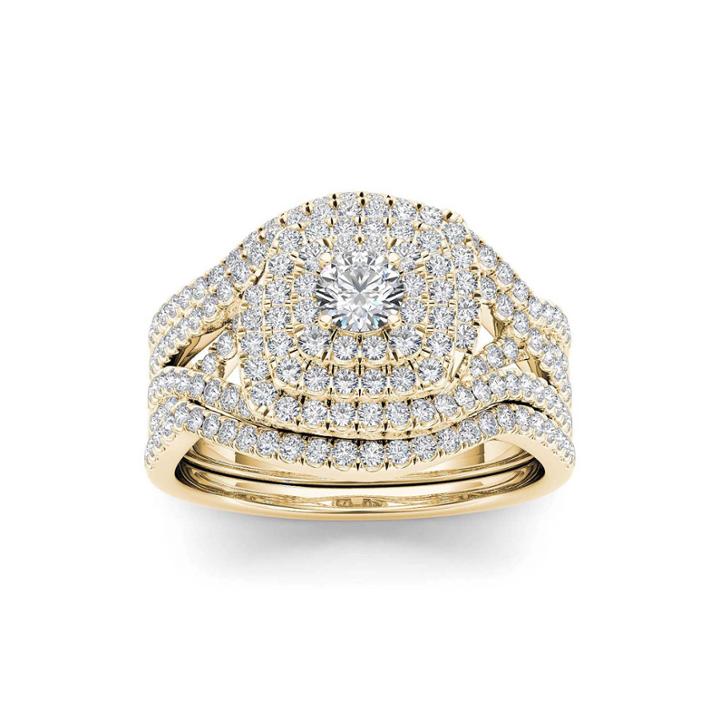 1 Ct. T.w. Diamond 10k Yellow Gold Bridal Ring Set