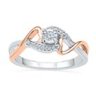 Promise My Love Womens 1/8 Ct. T.w. Round White Diamond Sterling Silver Gold Over Silver Promise Ring