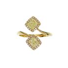 Womens 1 1/2 Ct. T.w. Genuine Princess Yellow Diamond 18k Gold Bypass Ring
