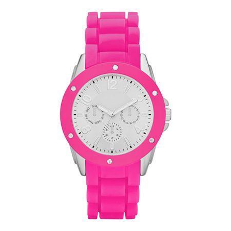 Womens Crystal-accent Faux Chronograph Watch