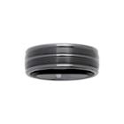 Personalized Mens 8mm Comfort Fit Striped Black Ceramic Wedding Band