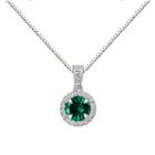 Womens Lab Created Gray Emerald Round Pendant Necklace