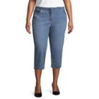 Lark Lane Play The Blues Embellished Stretch Denim Capri- Plus
