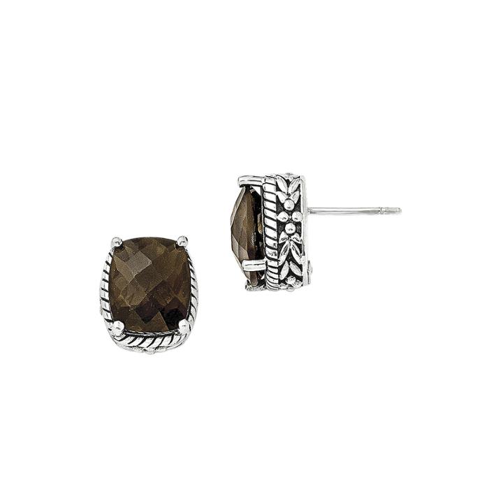 Shey Couture Smoky Quartz Sterling Silver Antiqued Earrings