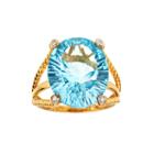 Limited Quantities Oval Blue Topaz 14k Yellow Gold Over Silver Ring