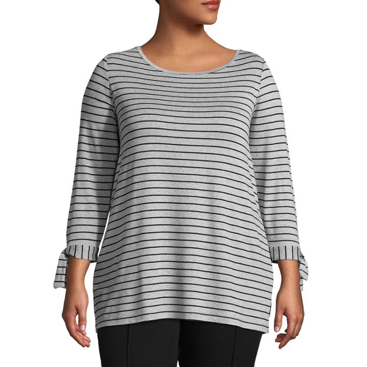 Liz Claiborne Tie Cuff Pullover- Plus