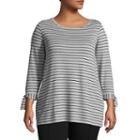 Liz Claiborne Tie Cuff Pullover- Plus