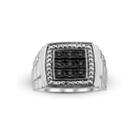 Mens 1/10 Ct. T.w. Color-enhanced Black Diamond Sterling Silver Ring