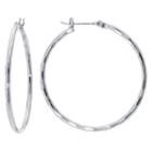 Sparkle Allure Silver Over Brass Diamond Cut Click Top Tube Brass Hoop Earrings