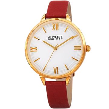 August Steiner Womens Red Strap Watch-as-8263rd