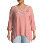 Unity World Wear 3/4 Sleeve V-neck Printed Embroidered Tunic-plus