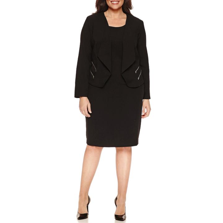 Danny & Nicole Long Sleeve Jacket Dress-plus