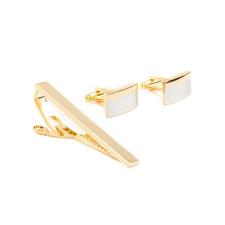 Collection By Michael Strahan Two-tone Tie Bar And Cuff Links Set