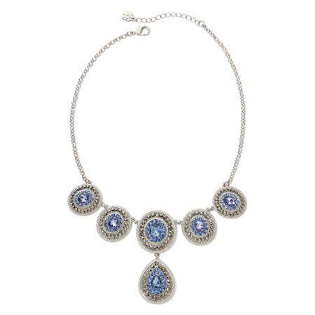 Monet Blue Glass & Marcasite Drama Necklace