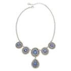 Monet Blue Glass & Marcasite Drama Necklace