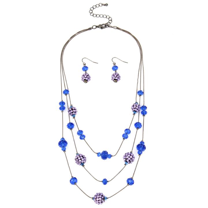 Mixit&trade; Hematite Blue Fireball Earring And Necklace Set