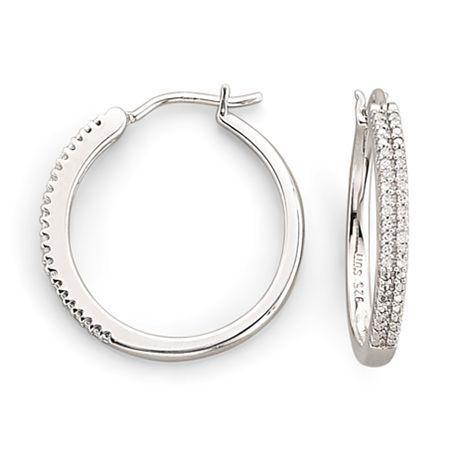 1/10 Ct. T.w. Diamond Sterling Silver Hoop Earrings