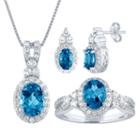 Womens 3-pc. Blue Blue Topaz Sterling Silver Jewelry Set