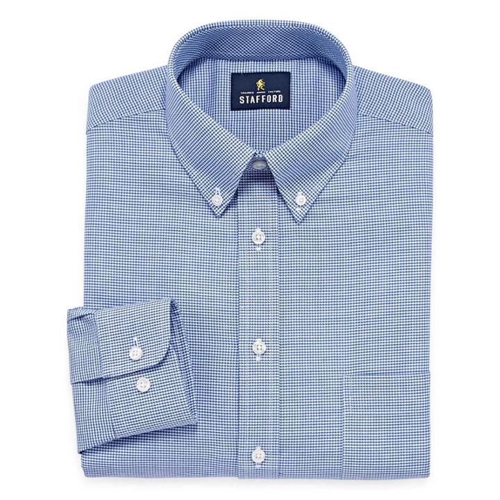 Stafford Stafford Wrinkle-free Oxford Big And Tall Long Sleeve Dress Shirt