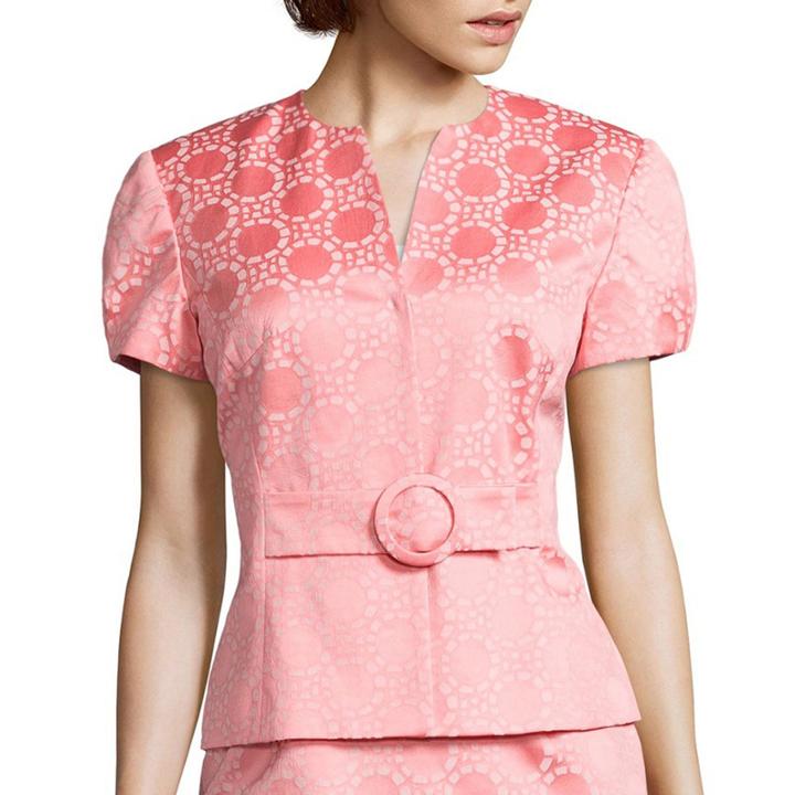 Isabella Short-sleeve Buckle Jacket Skirt Suit