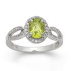 Womens Peridot Green Sterling Silver Oval Cocktail Ring
