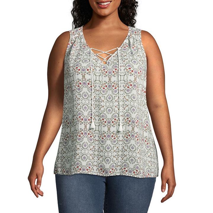 A.n.a Sleeveless V-neck Tassle Tank - Plus