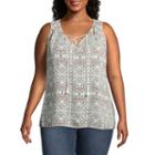 A.n.a Sleeveless V-neck Tassle Tank - Plus