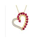 Lab-created Ruby & White Sapphire 14k Gold Over Silver Heart Pendant Necklace