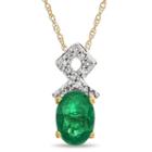 Womens Genuine Green Emerald Pendant Necklace
