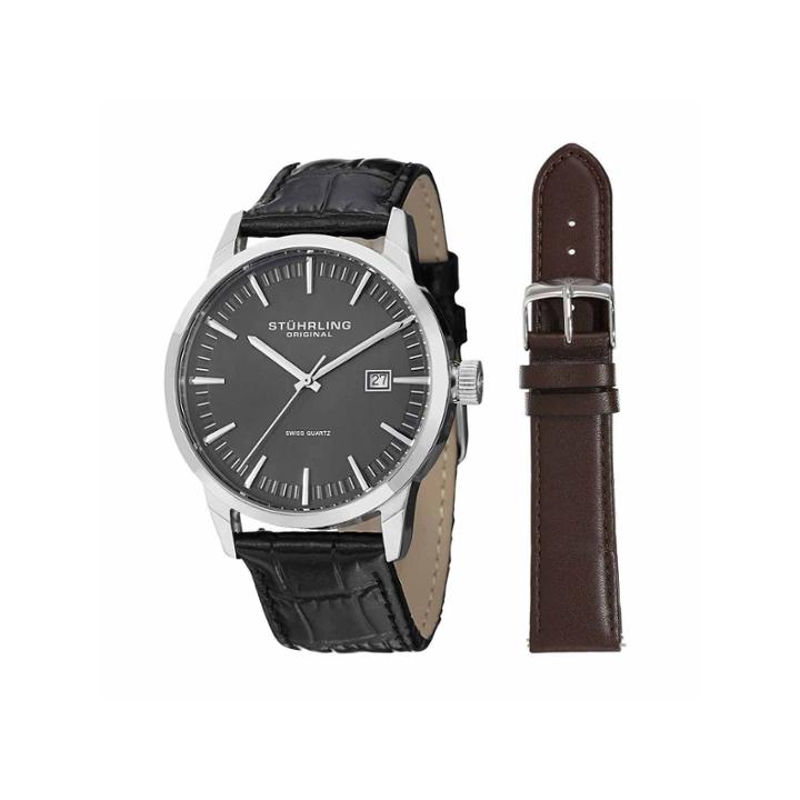 Stuhrling Mens Black Strap Watch-sp14356