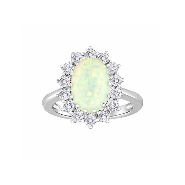 Womens Multi Color Opal Sterling Silver Cocktail Ring