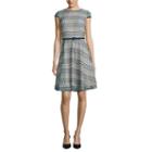 R & K Originals Short-sleeve Crochet Lace Belted Fit-and-flare Dress