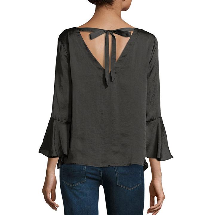 By & By 3/4 Sleeve Satin Dress Shirt-juniors