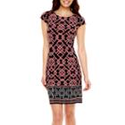 Liz Claiborne Cap-sleeve Geometric Print Shift Dress