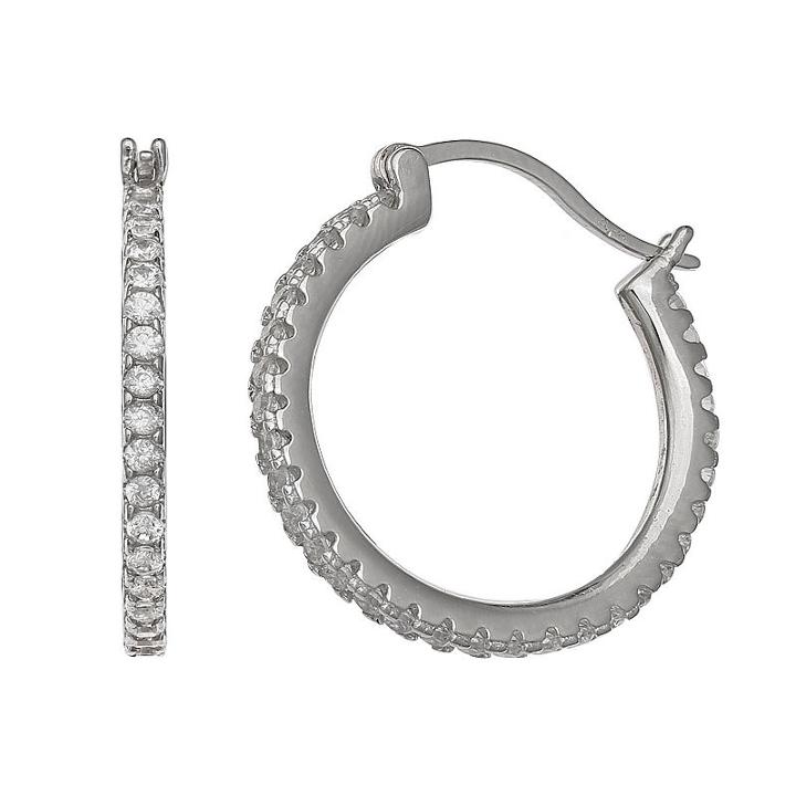 Silver Treasures White 20mm Hoop Earrings