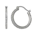 Silver Treasures White 20mm Hoop Earrings