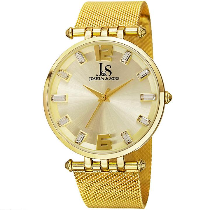 Joshua & Sons Mens Gold Tone Strap Watch-j-90yg
