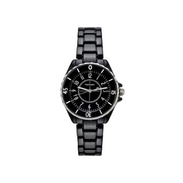 Hampden Womens Black Silver-tone Personalized Bracelet Watch