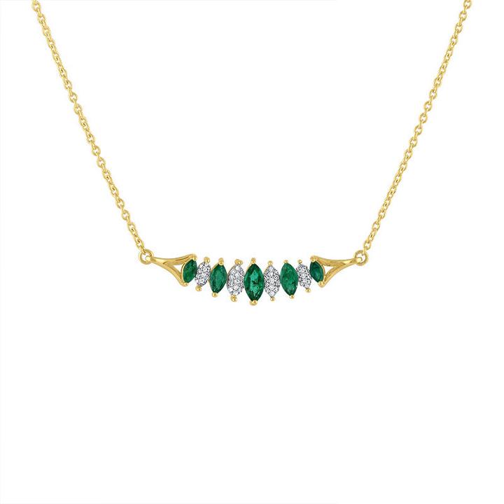 Womens 1/10 Ct. T.w. Green Emerald 10k Gold Link Necklace