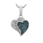1/3 Ct. T.w. White And Color-enhanced Blue Diamond Double Heart Necklace