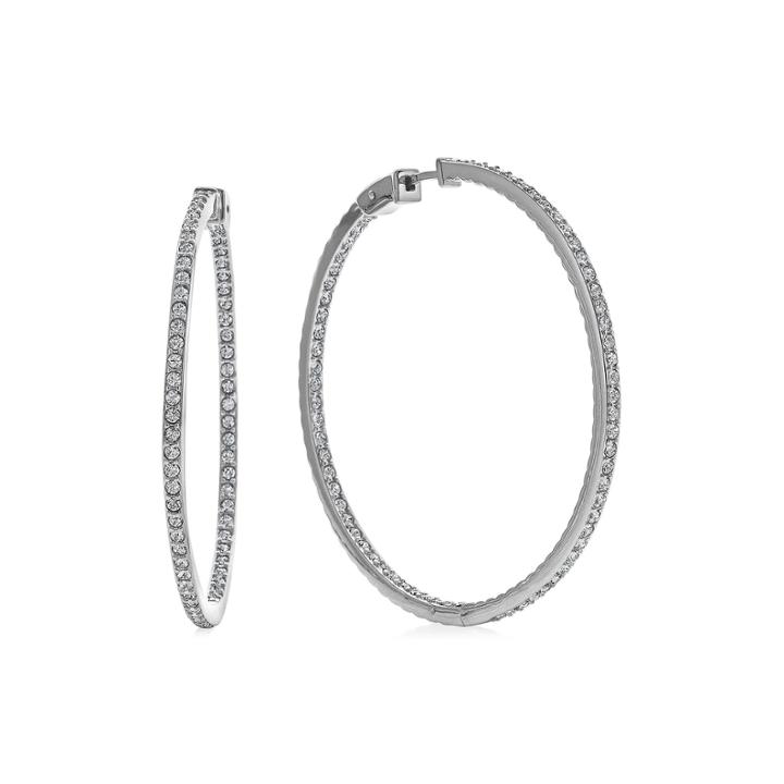Diamond Glamour&trade; Diamond- And Crystal-accent Sterling Silver Inside-out 45mm Hoop Earrings